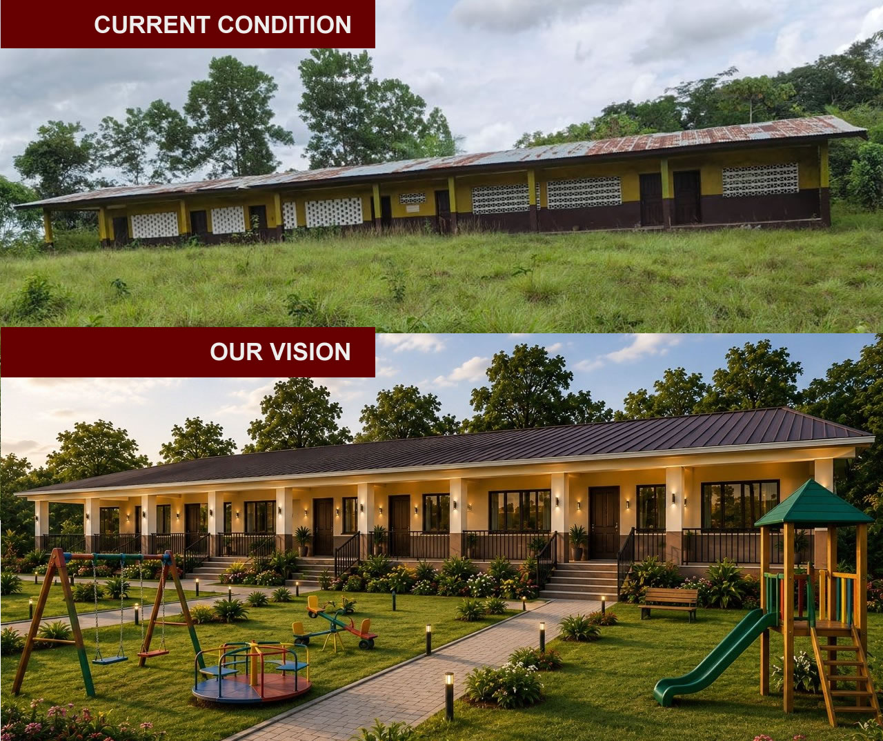 Current condition of the Safe House compared to the future vision